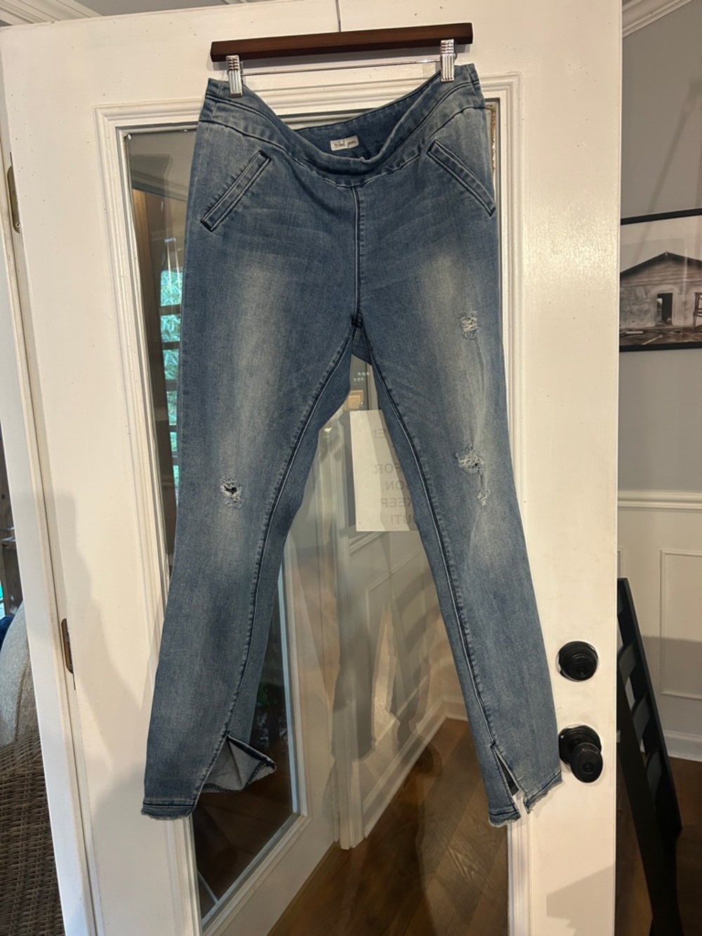 Tribal Light Blue Distressed Skinny Jeans